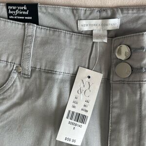 New York & Company Light Gray Distressed Boyfriend Khakis